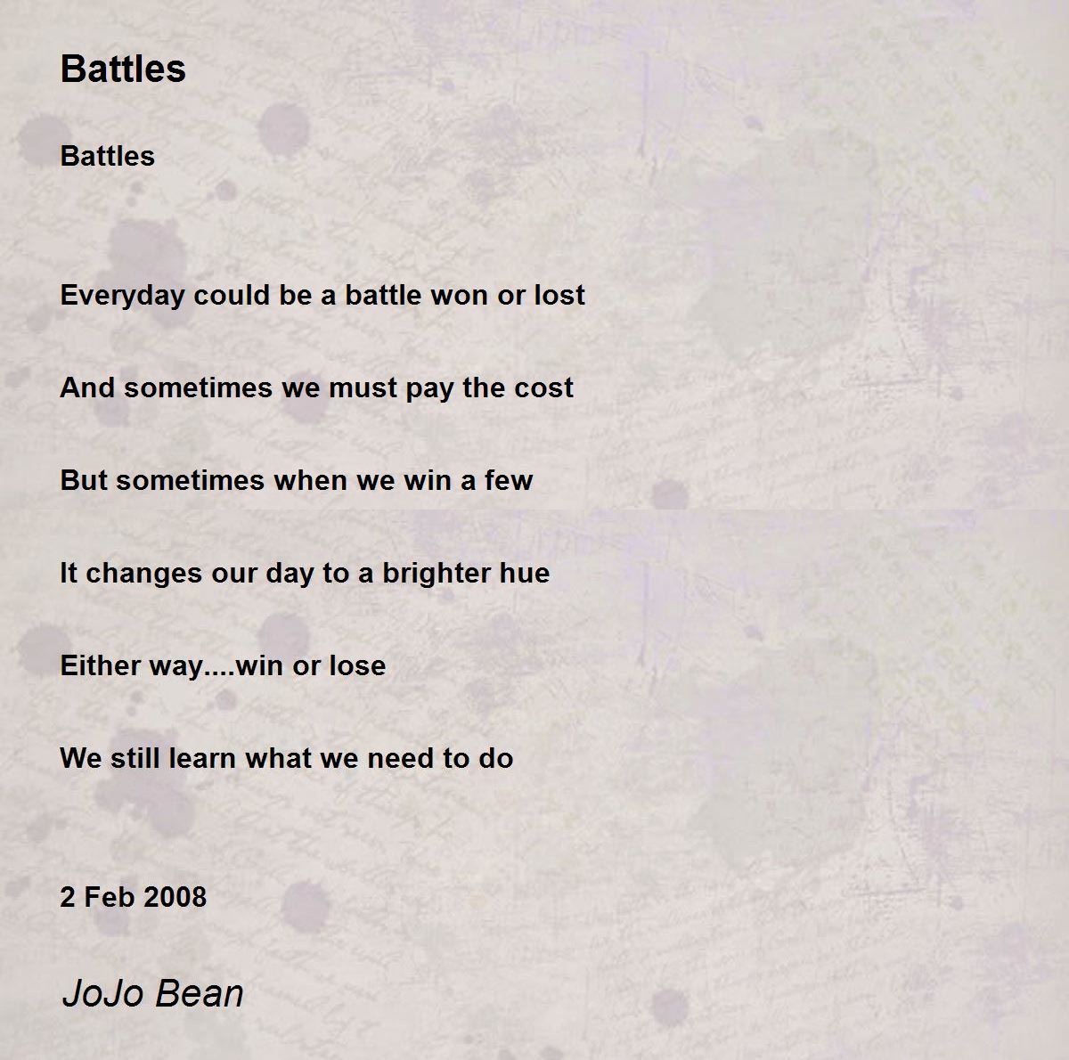 Battles by JoAnn McGrath Battles Poem