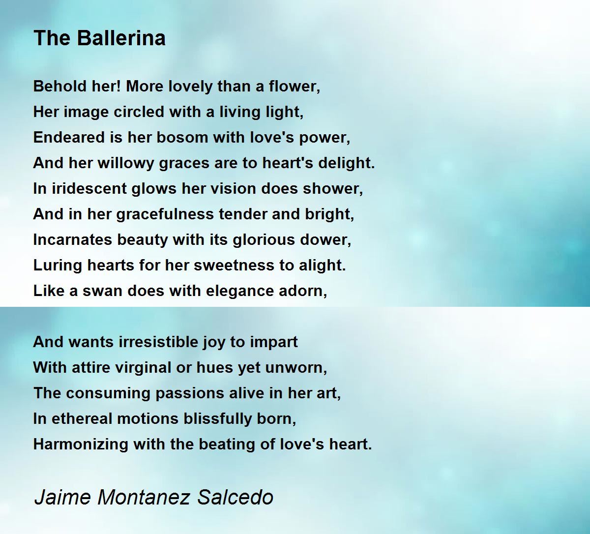The Ballerina The Ballerina Poem by Jaime Montanez Salcedo