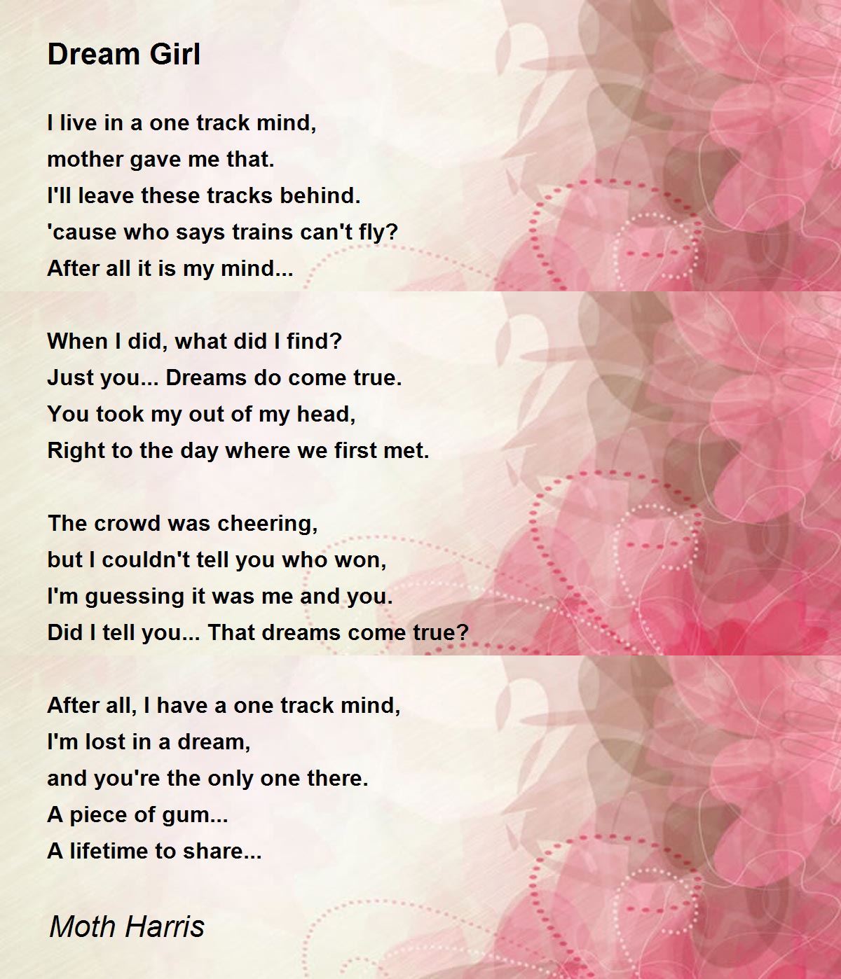 Dream Girl Dream Girl Poem by Moth Harris