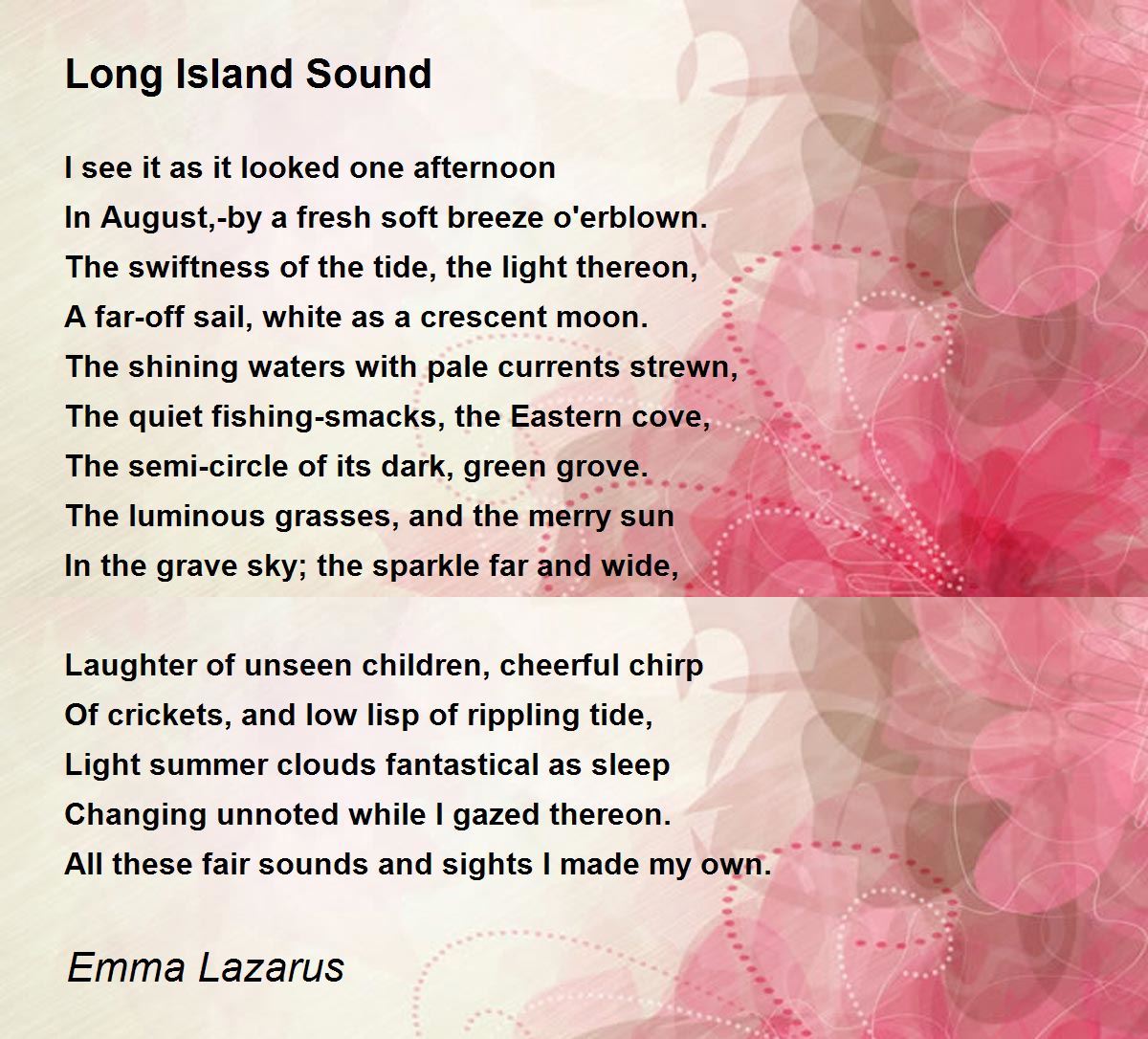Long Island Sound Poem by Emma Lazarus - Poem Hunter