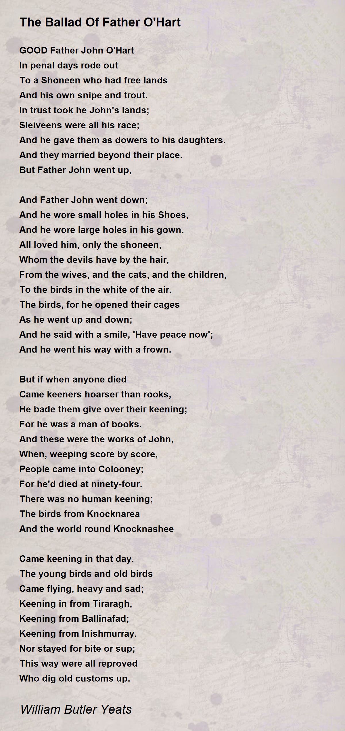 The Ballad Of Father O'Hart Poem by William Butler Yeats - Poem Hunter