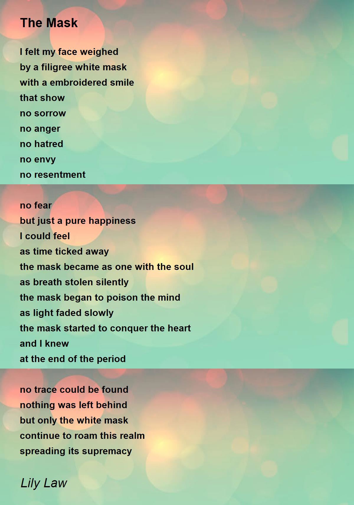 The Mask The Mask Poem by Lily Law