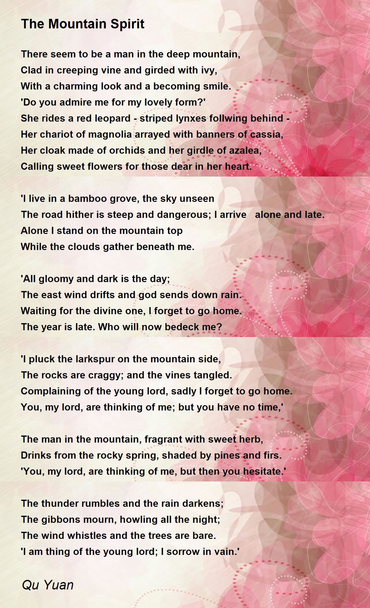 The Mountain Spirit The Mountain Spirit Poem By Qu Yuan