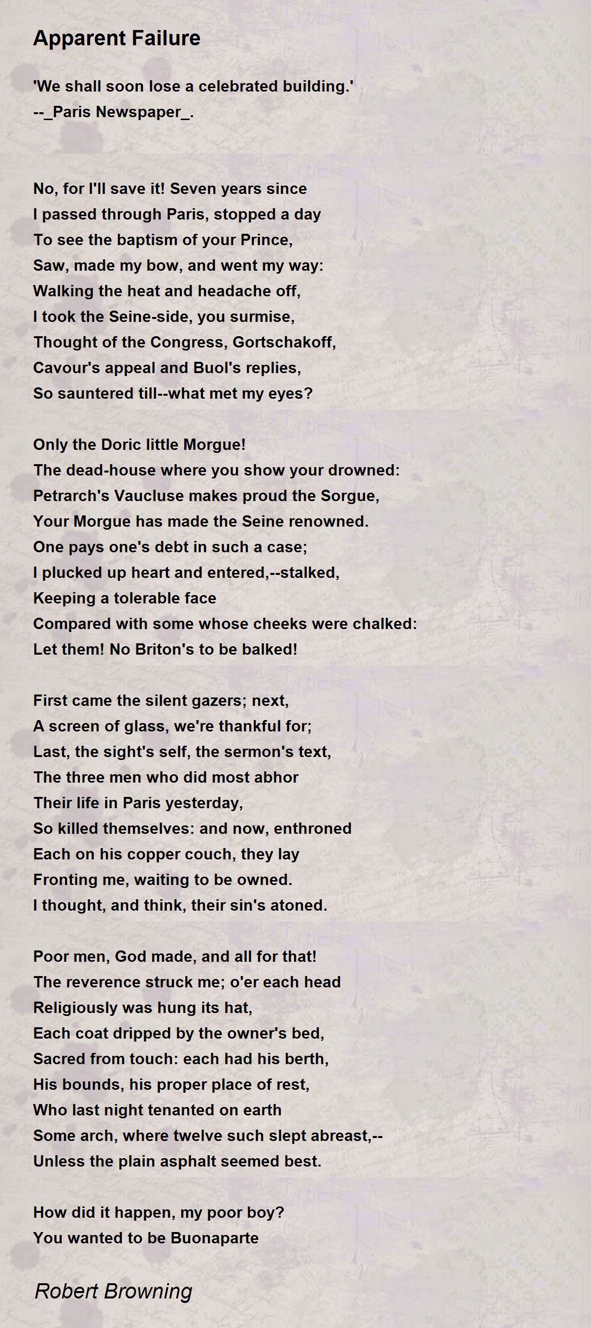 Apparent Failure Poem by Robert Browning - Poem Hunter