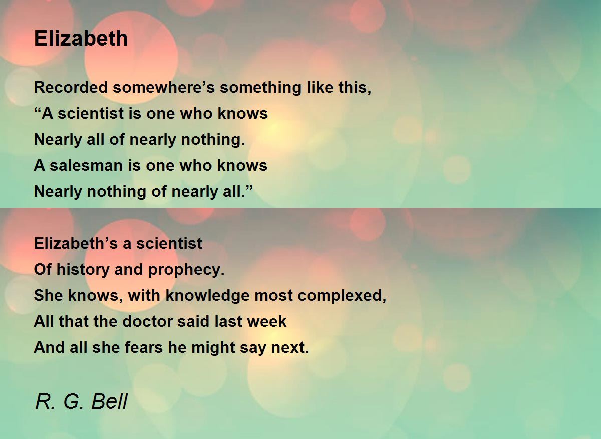 Elizabeth by R. G. Bell Elizabeth Poem