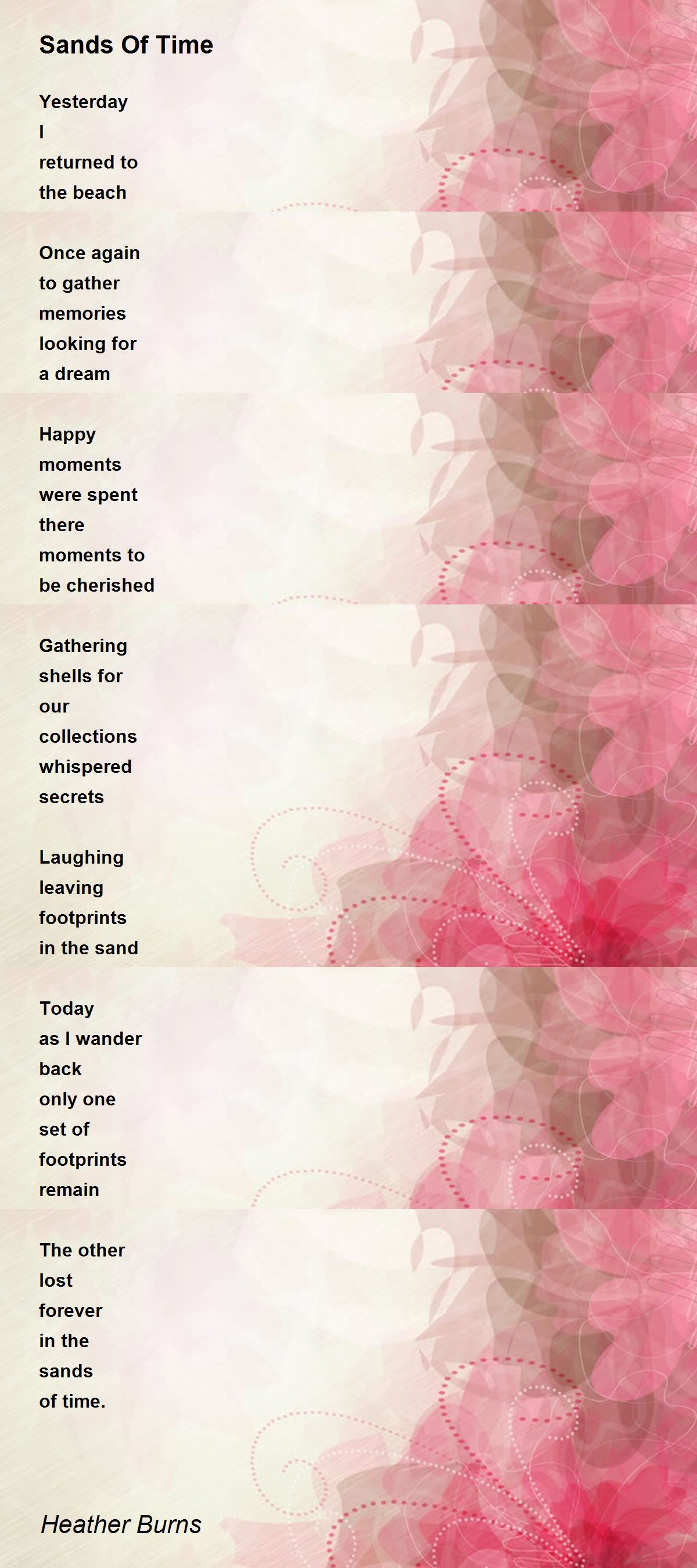 Sands Of Time Poem by Heather Burns Poem Hunter