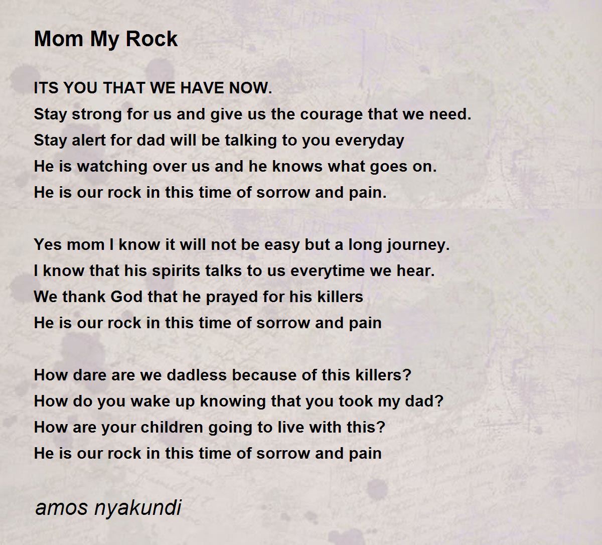 Mom My Rock Mom My Rock Poem by amos nyakundi