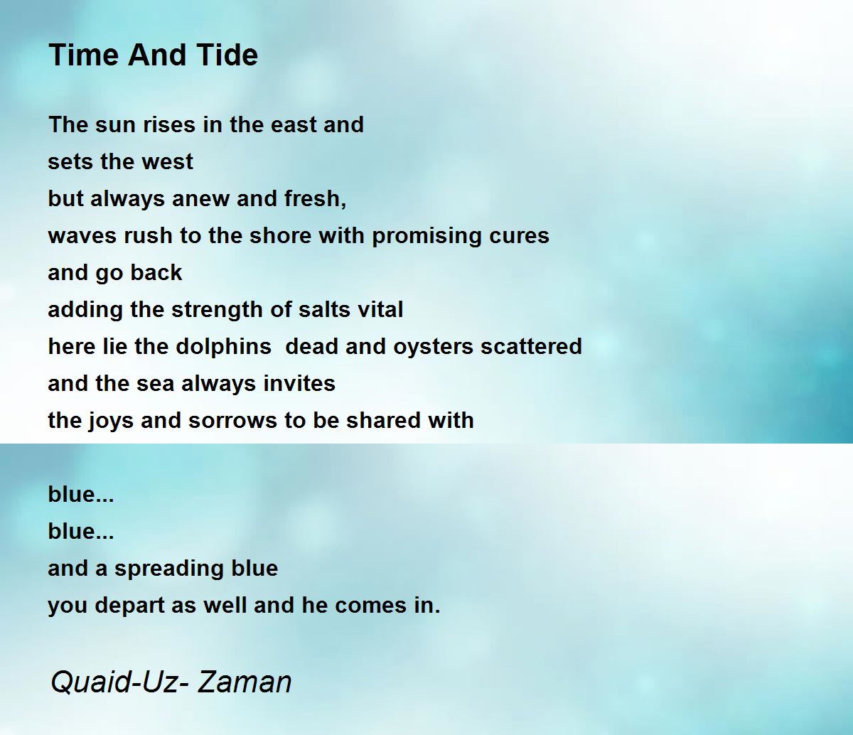 Time And Tide by QuaidUz Zaman Time And Tide Poem