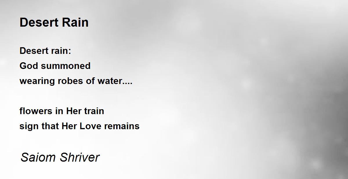 Desert Rain Poem by Saiom Shriver Poem Hunter
