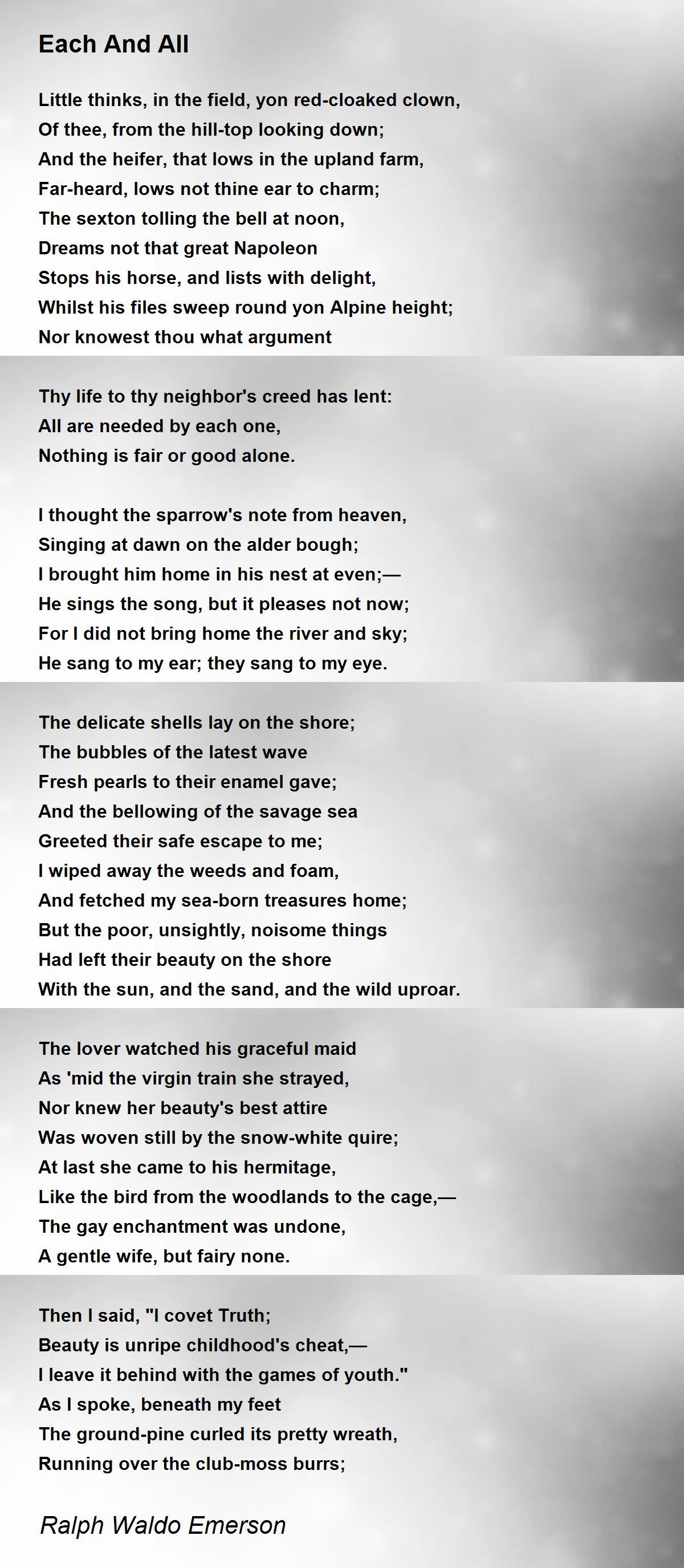 Each And All Poem By Ralph Waldo Emerson Poem Hunter Comments Page 1