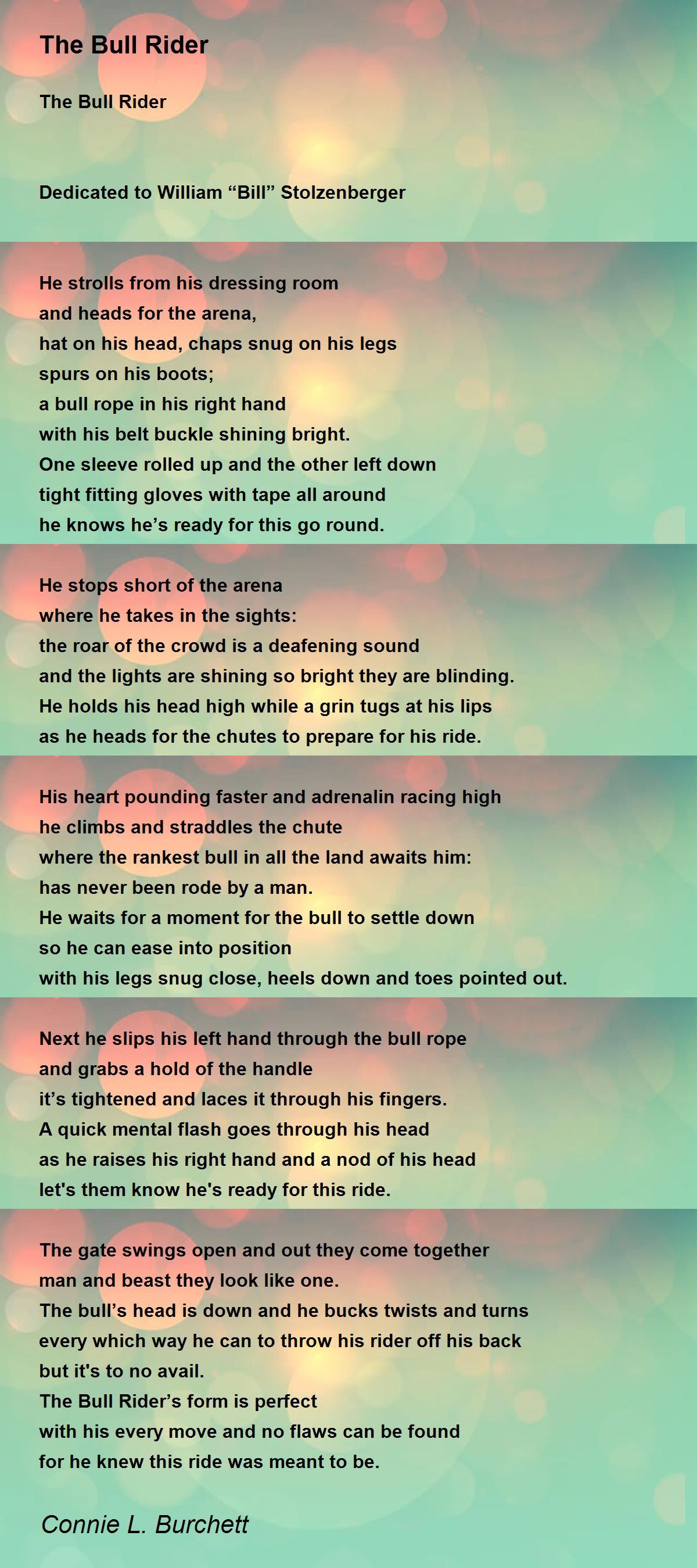 The Bull Rider The Bull Rider Poem by Connie L. Burchett