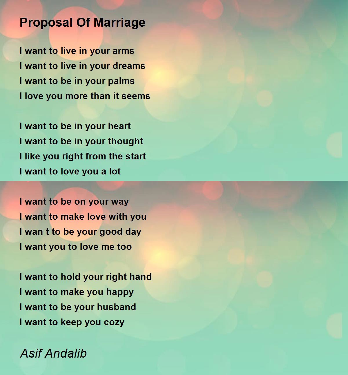 Proposal Of Marriage Poem by Asif Andalib Poem Hunter