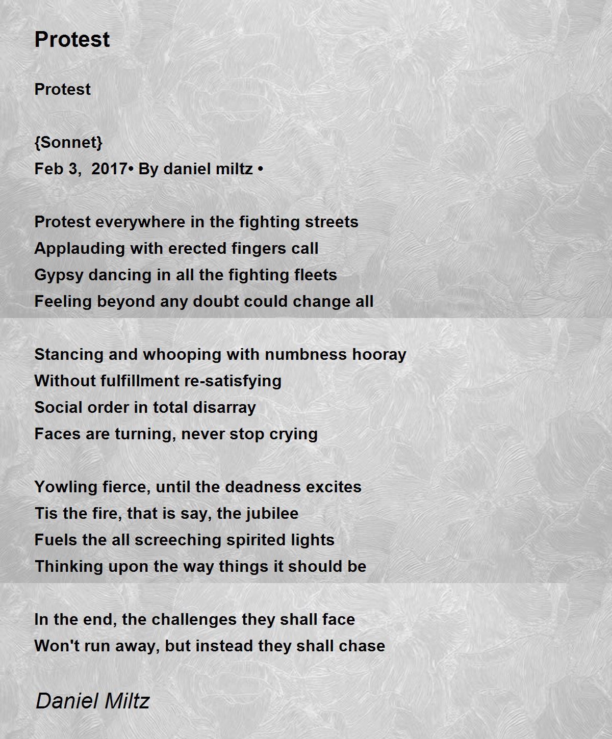 Protest Protest Poem by Daniel Miltz