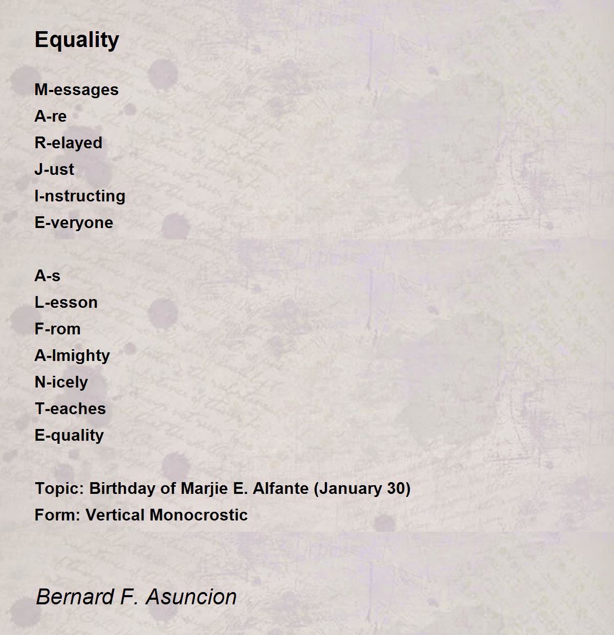 essay about equality poem