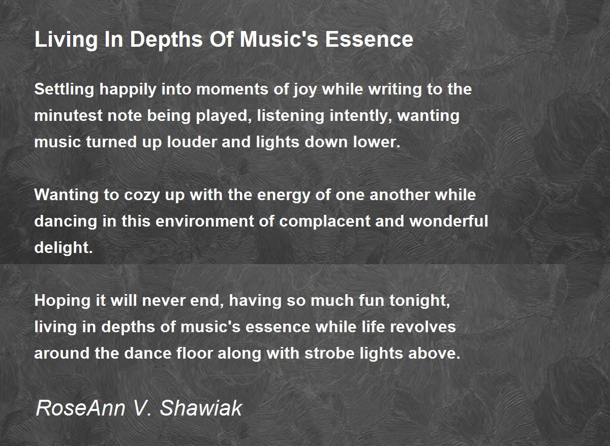 Living In Depths Of Music's Essence Living In Depths Of Music's