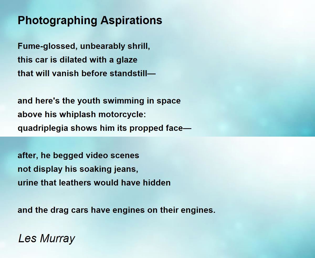Photographing Aspirations Photographing Aspirations Poem by Les Murray