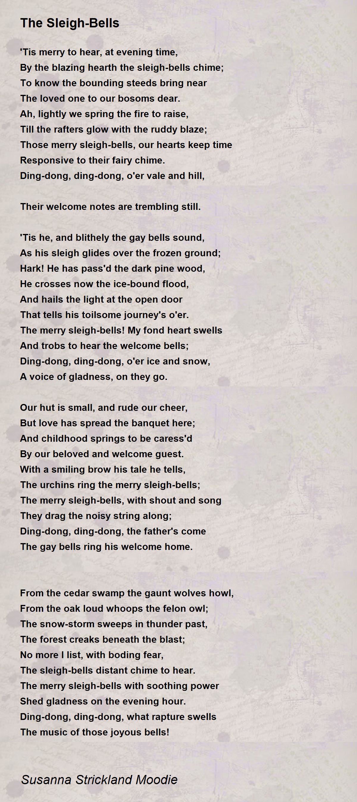 The SleighBells The SleighBells Poem by Susanna Strickland Moodie