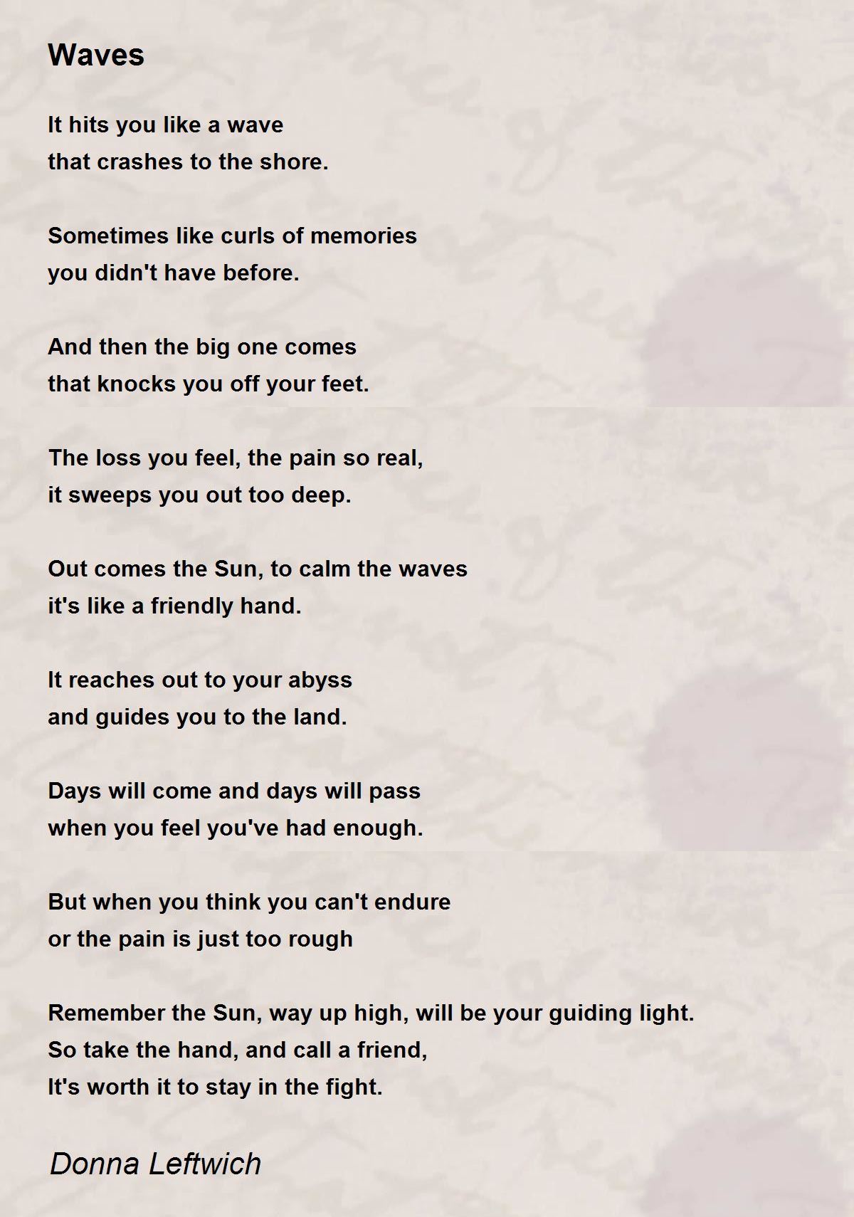 Waves Waves Poem by Donna Leftwich