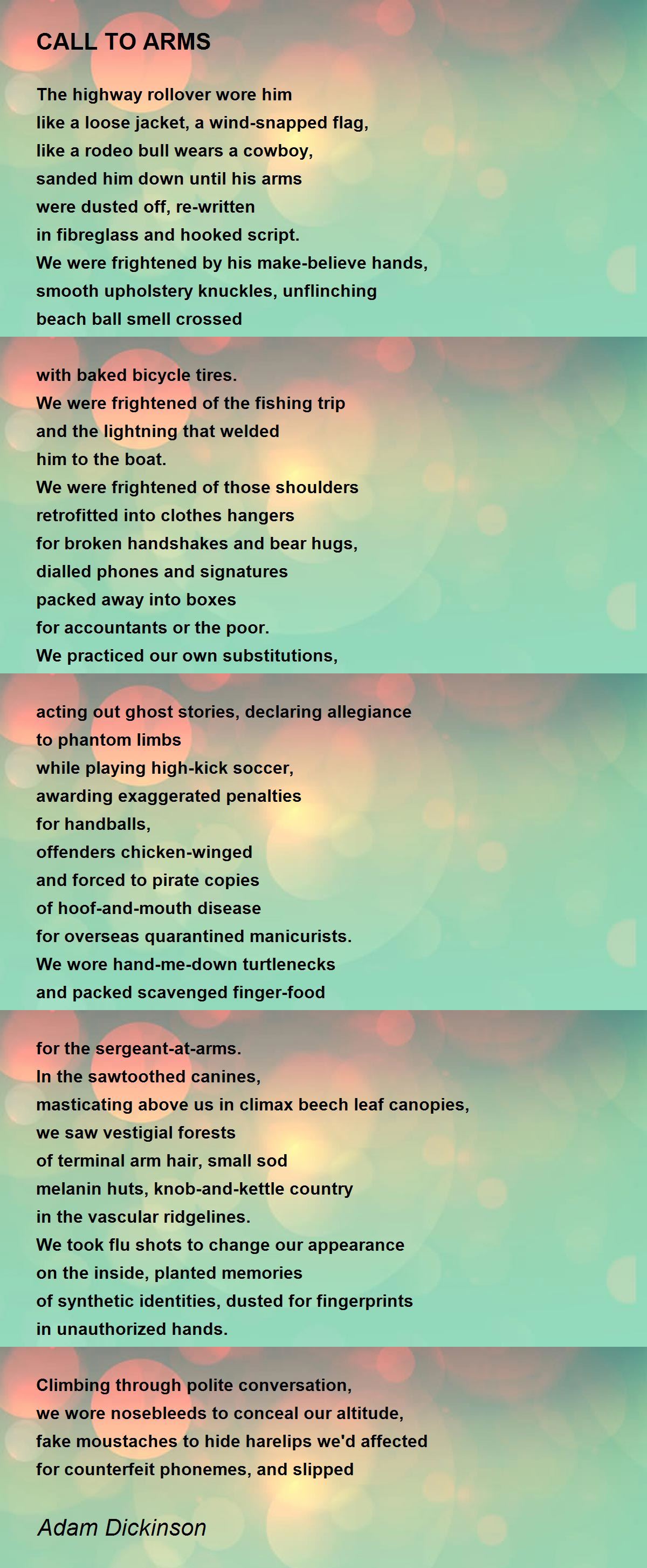 CALL TO ARMS CALL TO ARMS Poem by Adam Dickinson