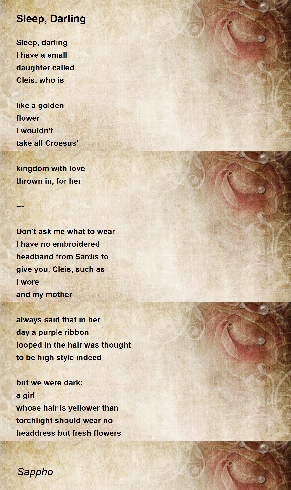 Sleep, Darling Poem by Sappho Poem Hunter