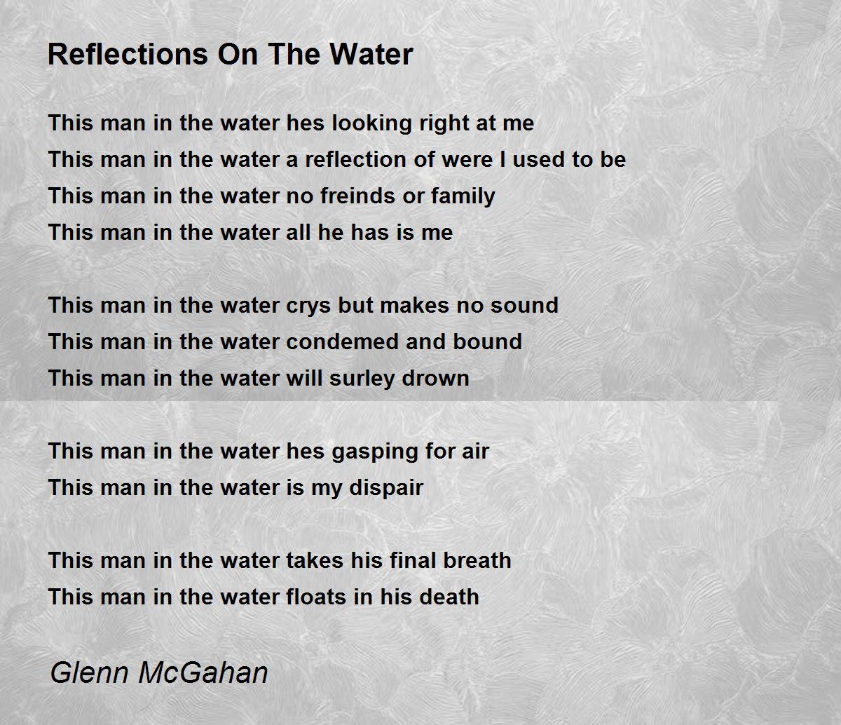 Reflections On The Water Reflections On The Water Poem by Glenn McGahan