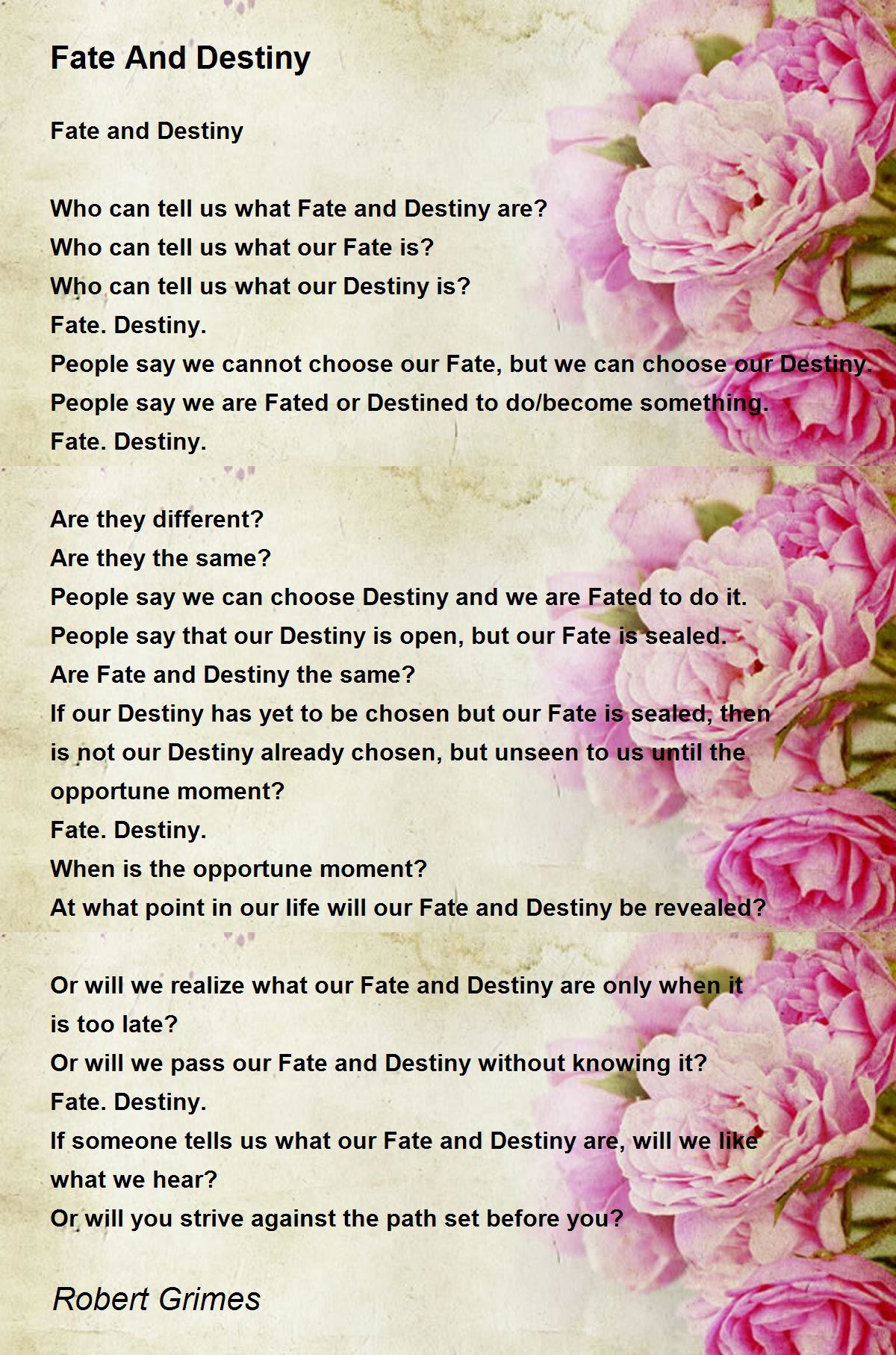 poems about fate and destiny