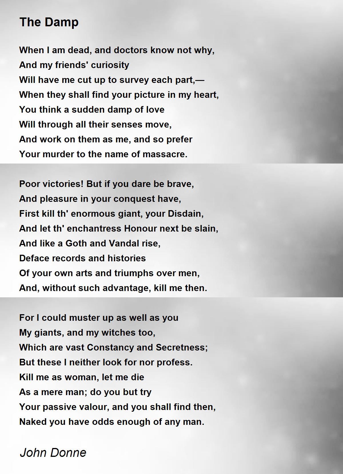 The Damp by John Donne - The Damp Poem