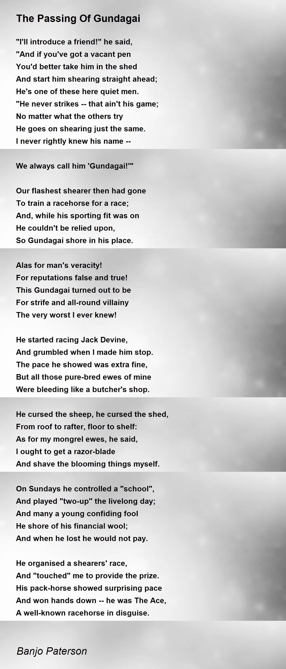 The Passing Of Gundagai The Passing Of Gundagai Poem by Banjo Paterson