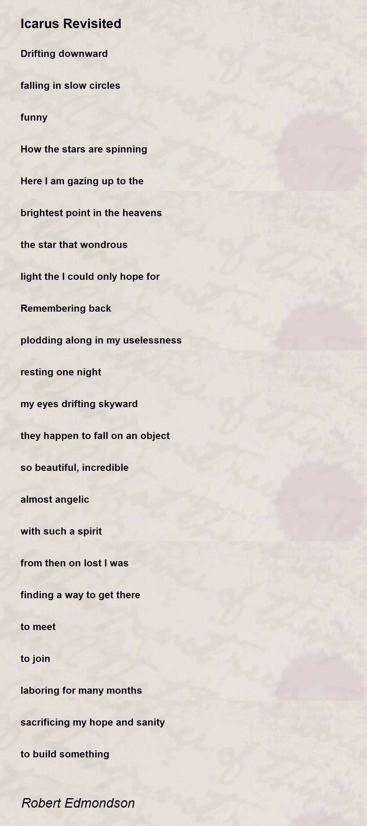 Icarus Revisited Icarus Revisited Poem by Robert Edmondson