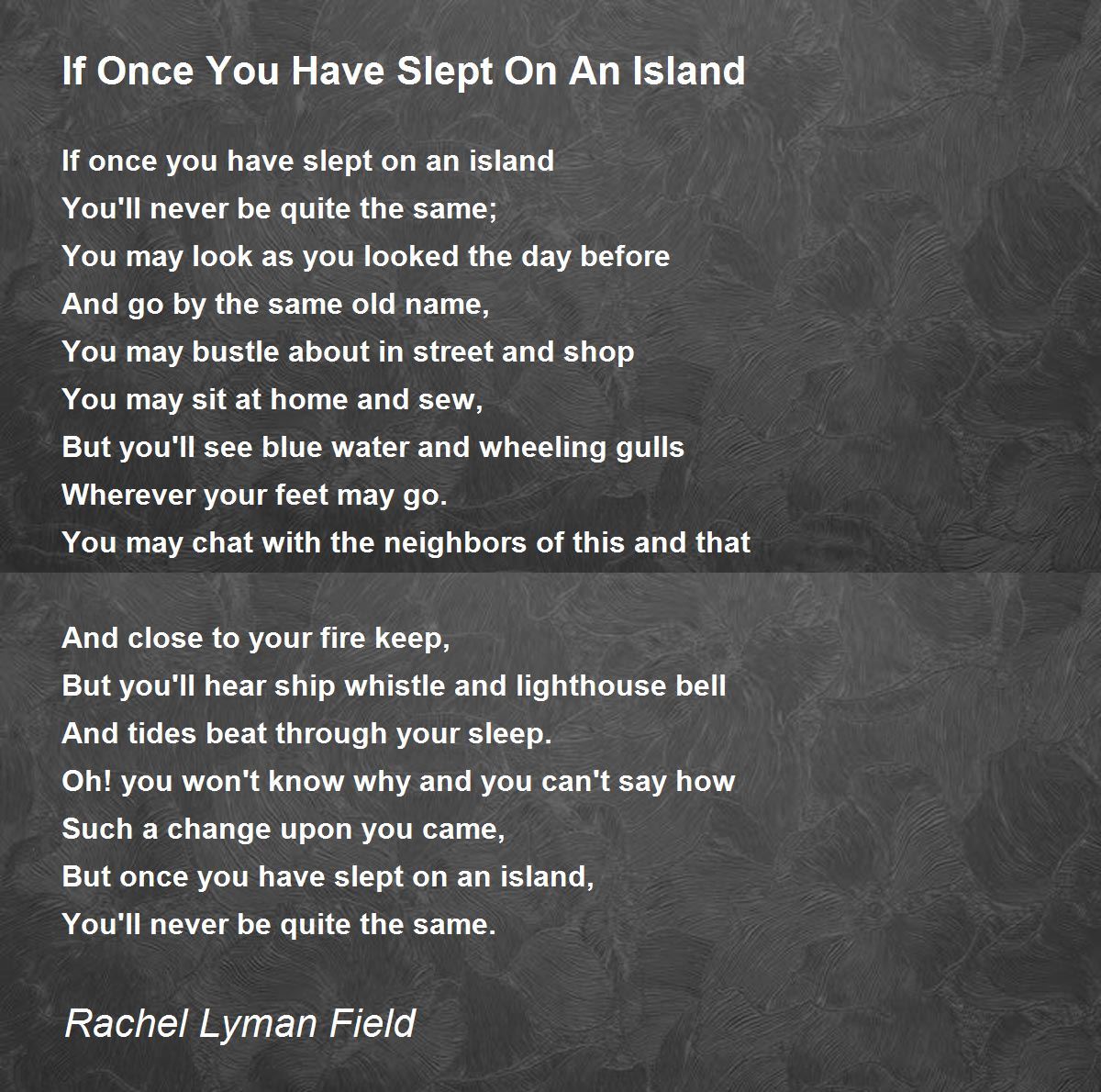 If Once You Have Slept On An Island If Once You Have Slept On An