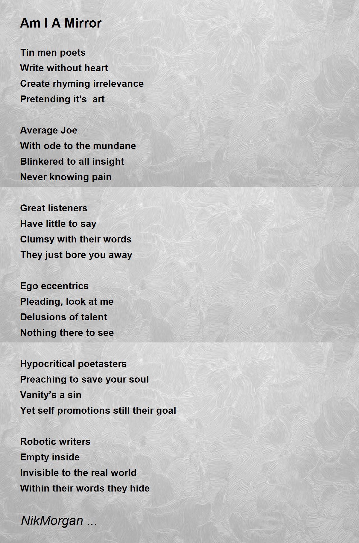 Am I A Mirror Poem by Poem Hunter