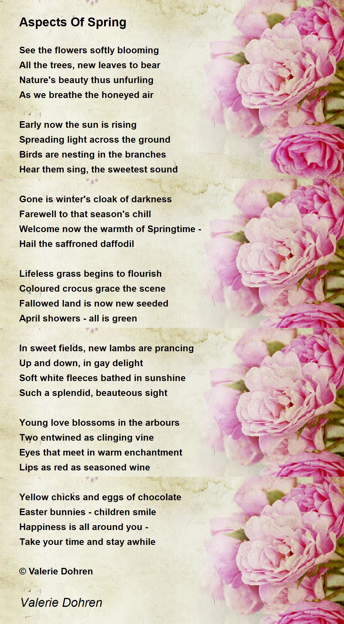 Aspects Of Spring Aspects Of Spring Poem by Valerie Dohren