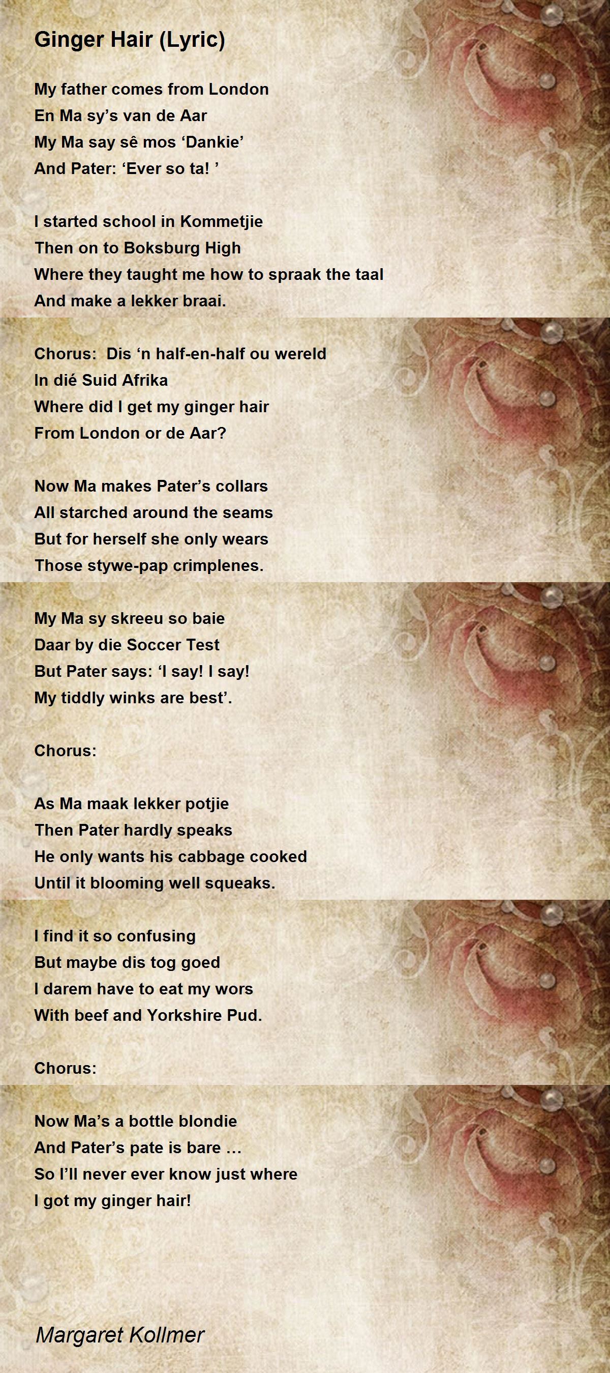 Ginger Hair (Lyric) Poem by Margaret Kollmer Poem Hunter