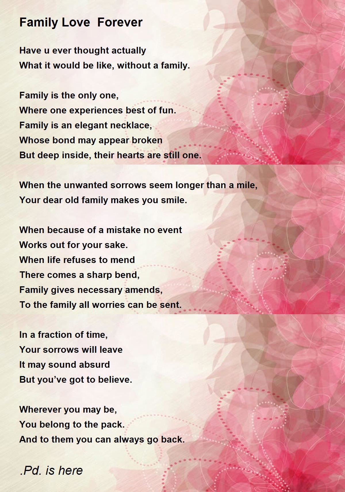 Family Love Forever Poem by .Pd. is here - Poem Hunter