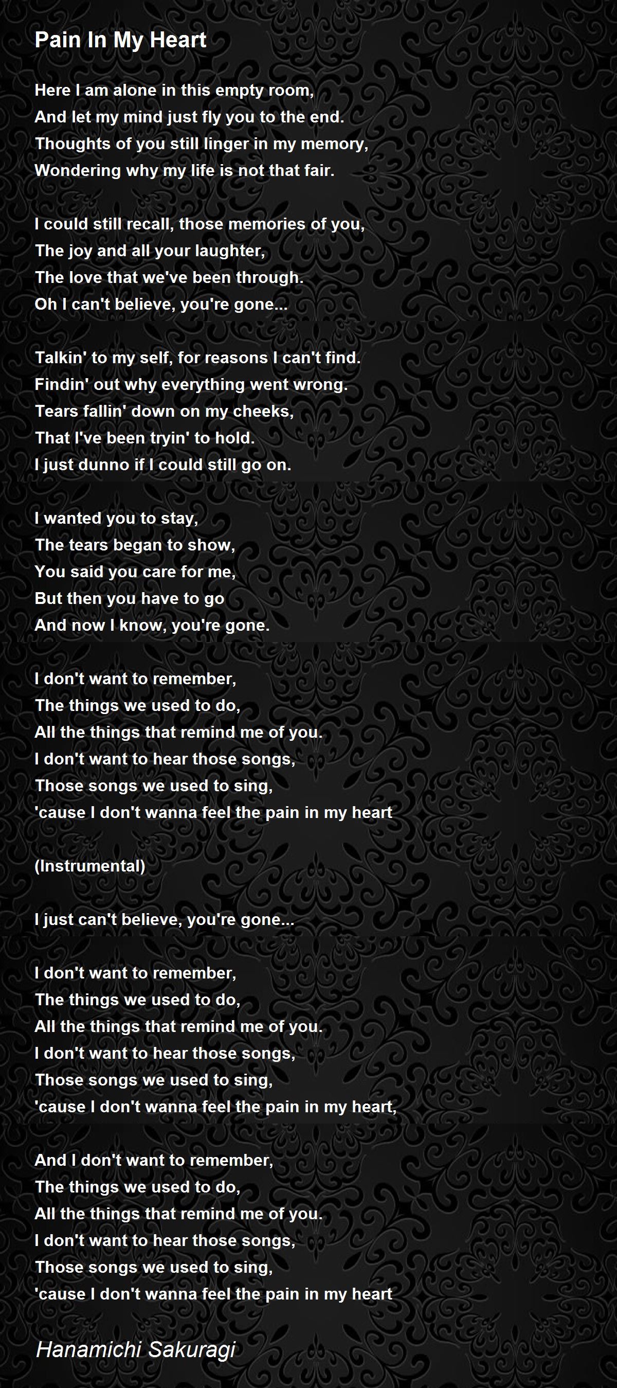 Pain In My Heart Pain In My Heart Poem by Hanamichi Sakuragi