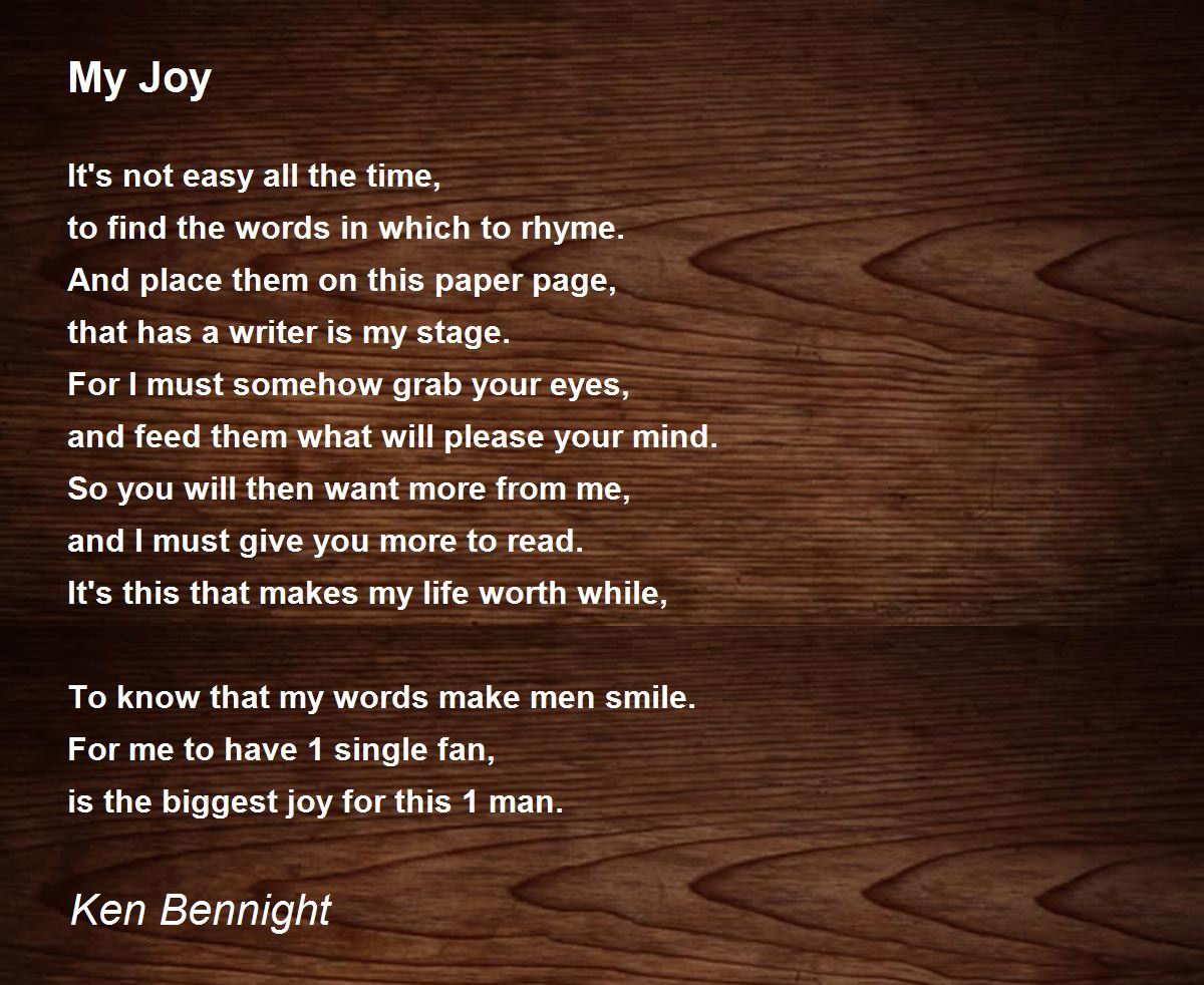 My Joy My Joy Poem by Saint Cynosure