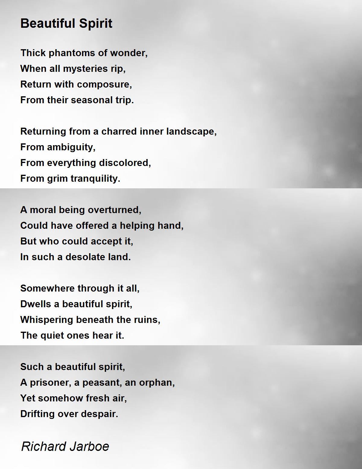 Beautiful Spirit Poem by Richard Jarboe Poem Hunter