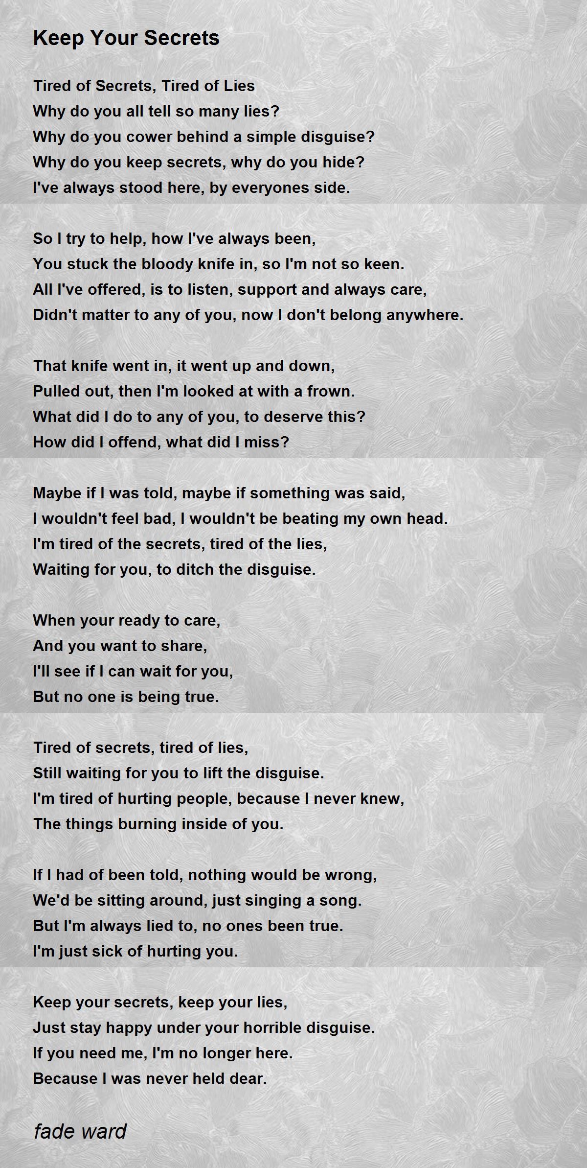 Poems about lies and secrets