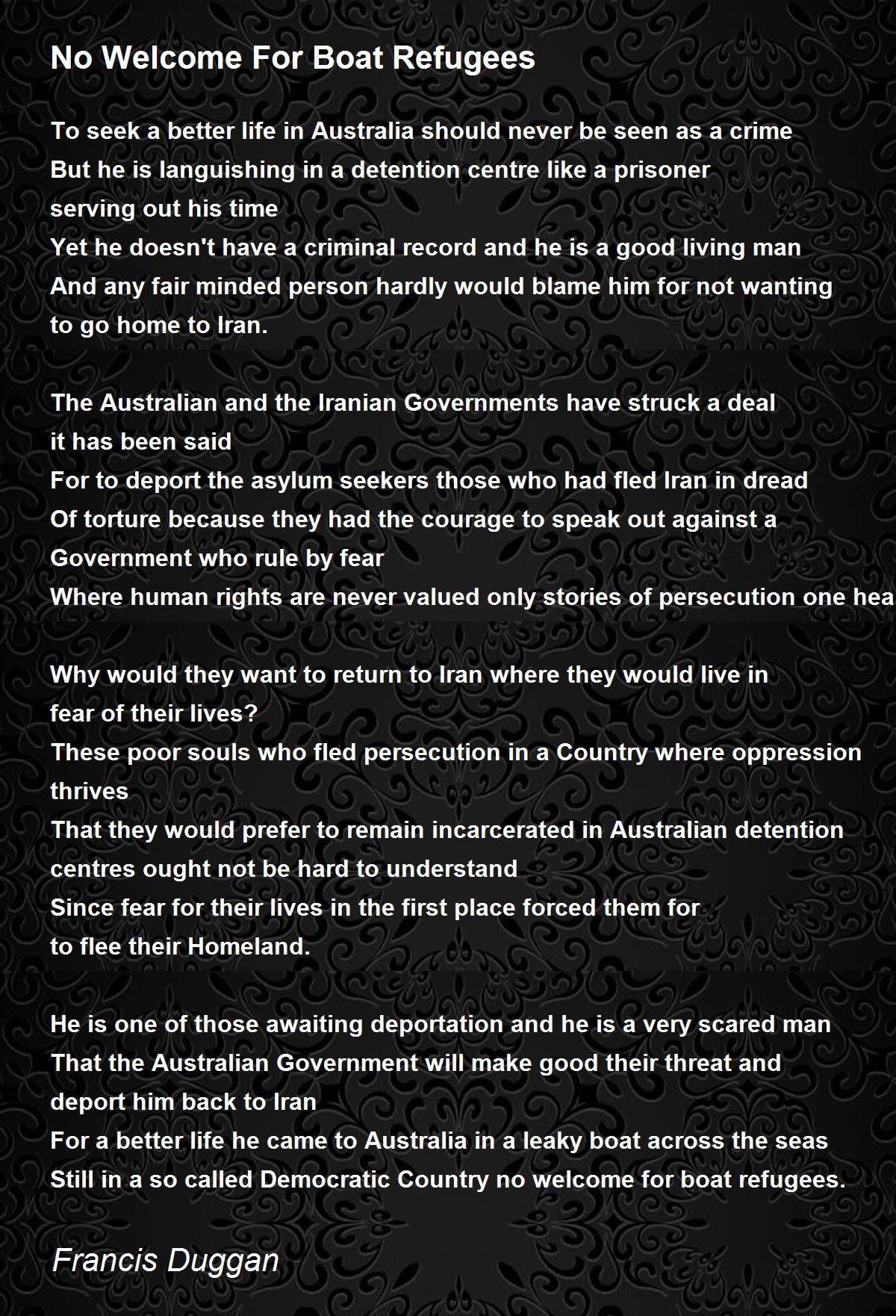 No For Boat Refugees No For Boat Refugees Poem by