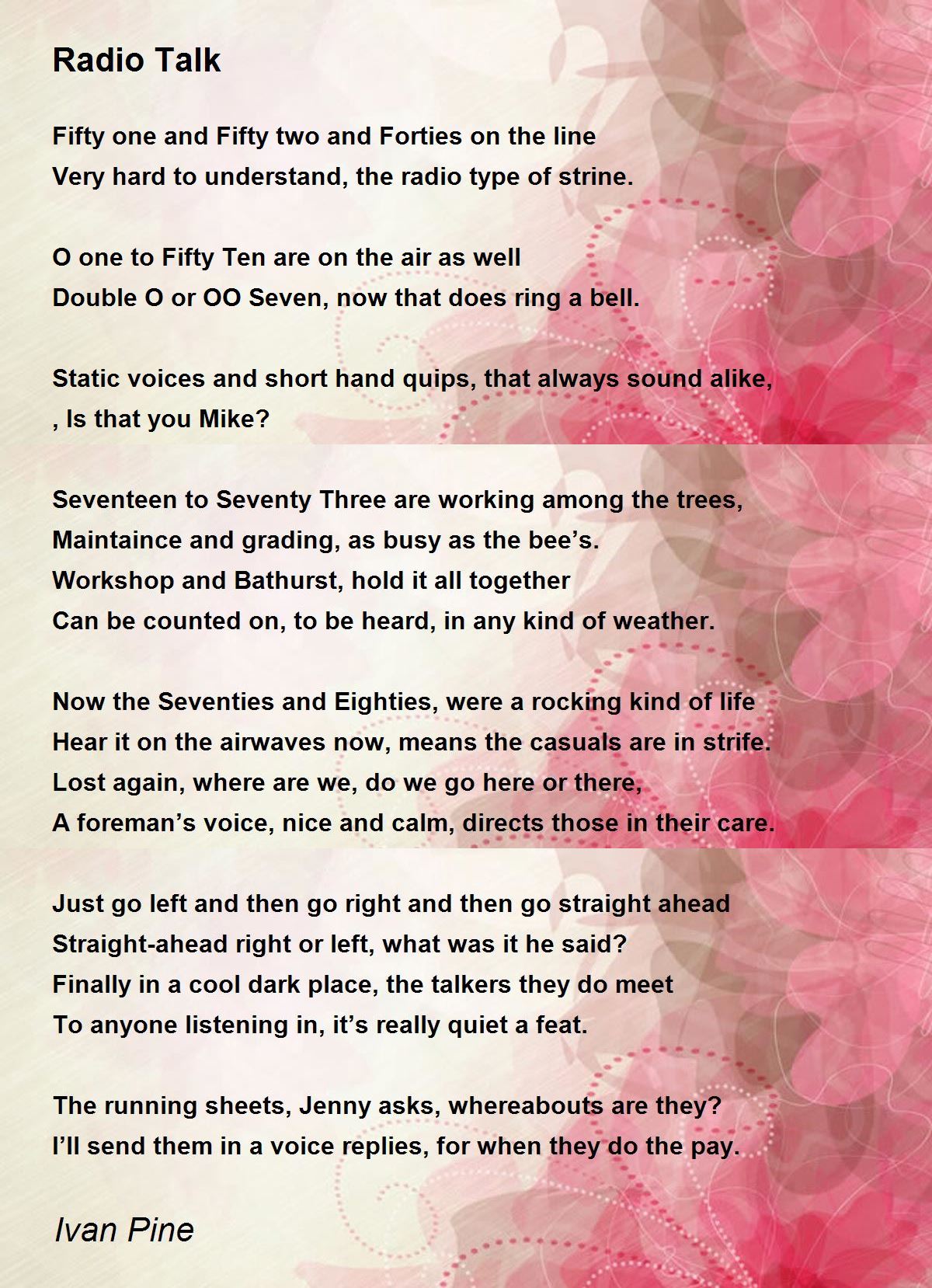 Radio Talk Poem By Ivan Pine Poem Hunter