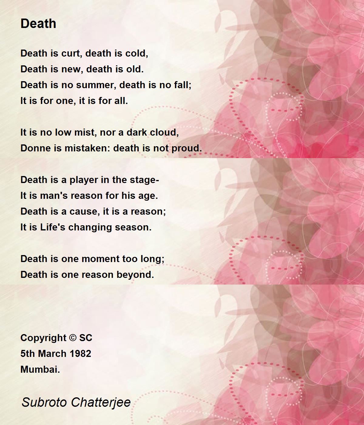 Death Death Poem by Subroto Chatterjee