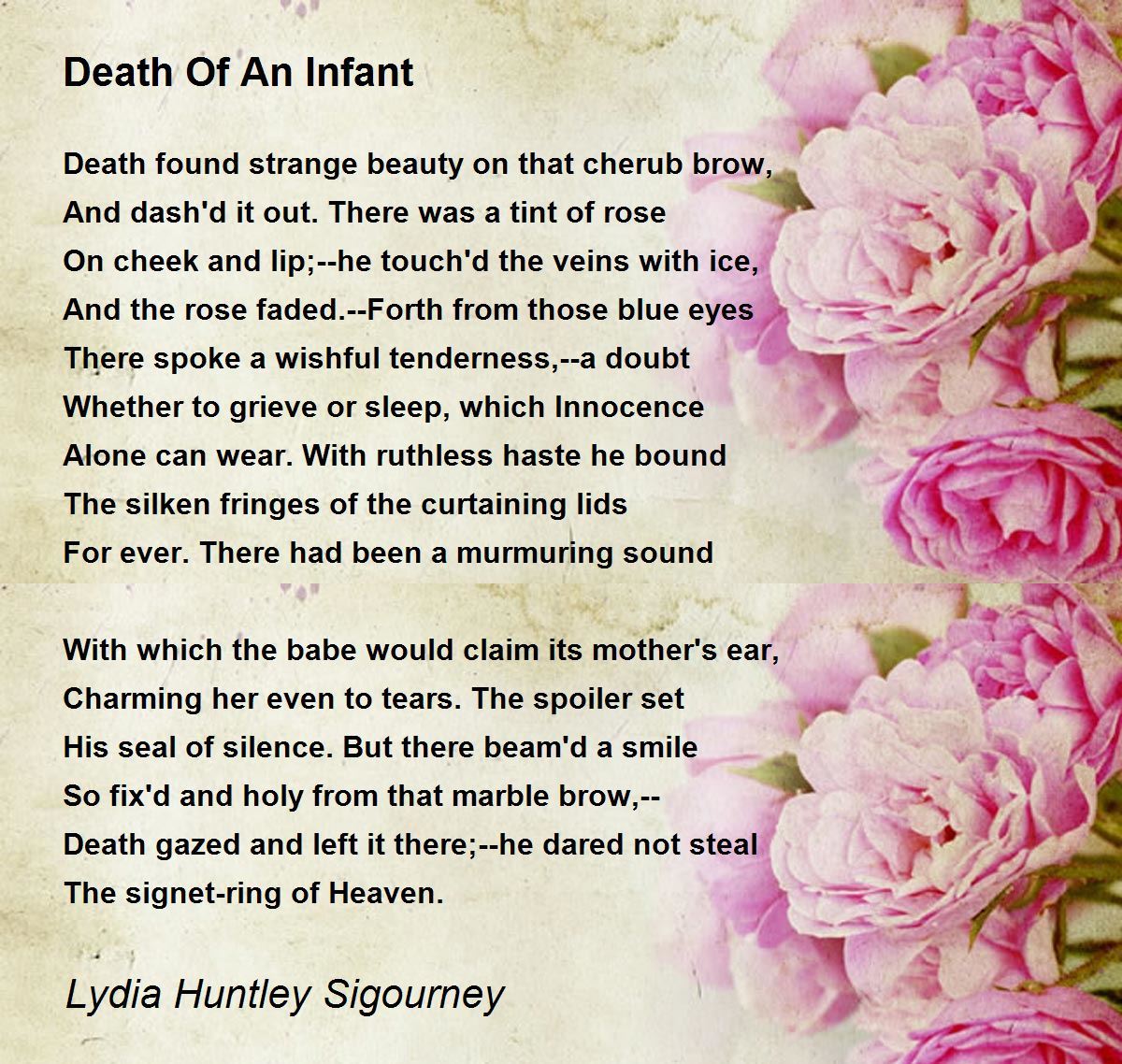 Death Of An Infant Death Of An Infant Poem by Lydia Huntley Sigourney