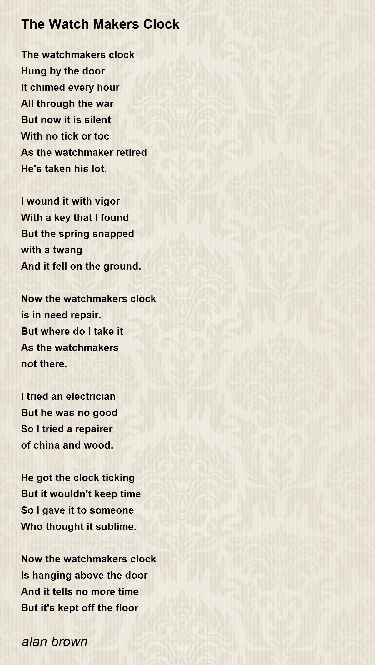 The Watch Makers Clock The Watch Makers Clock Poem by alan brown
