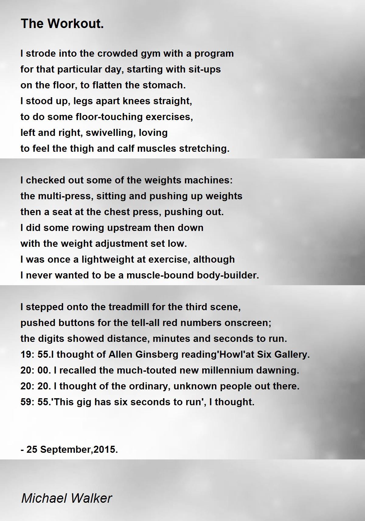 The Workout. Poem by Michael Walker - Poem Hunter