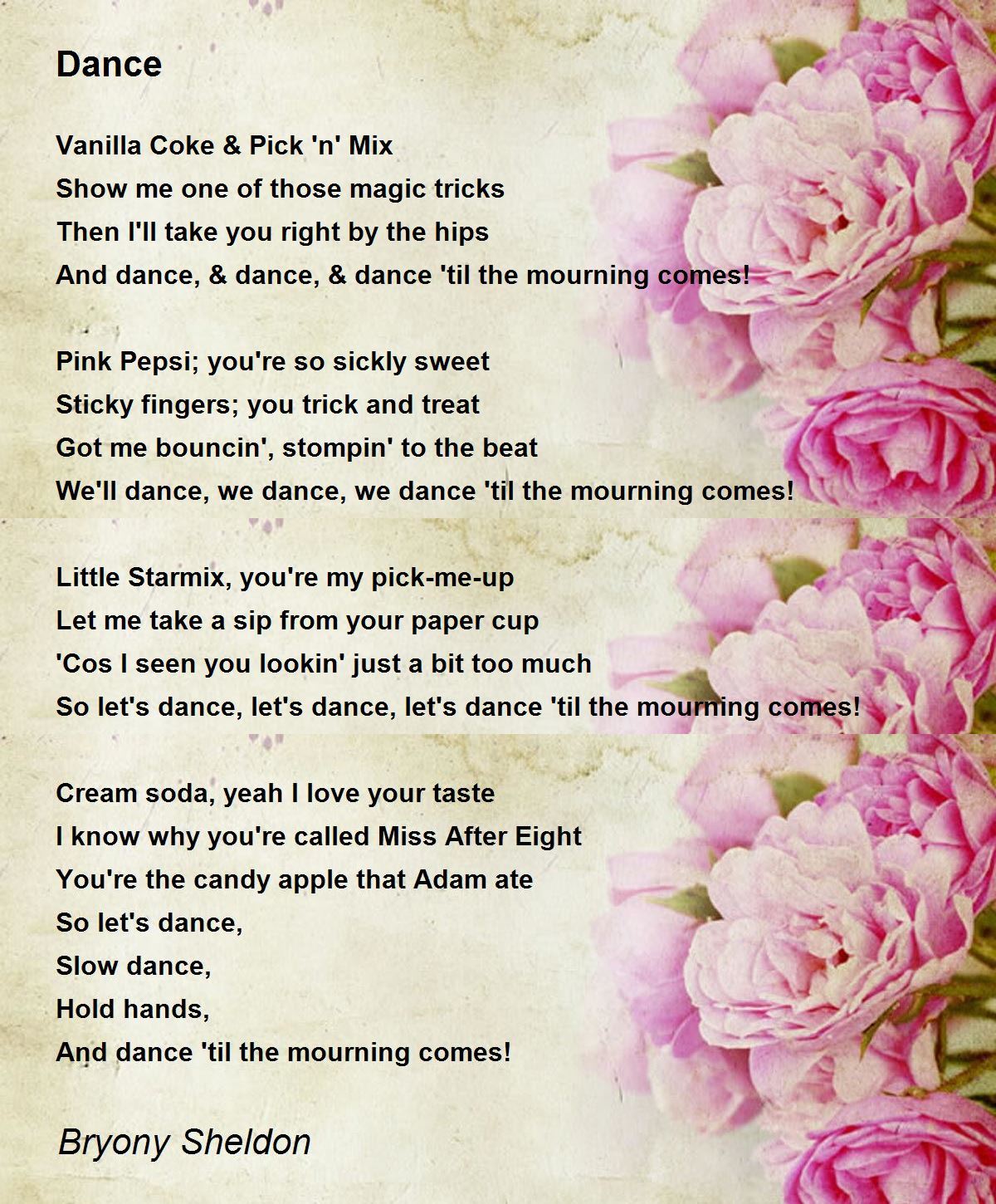 Dance Dance Poem by Bryony Sheldon