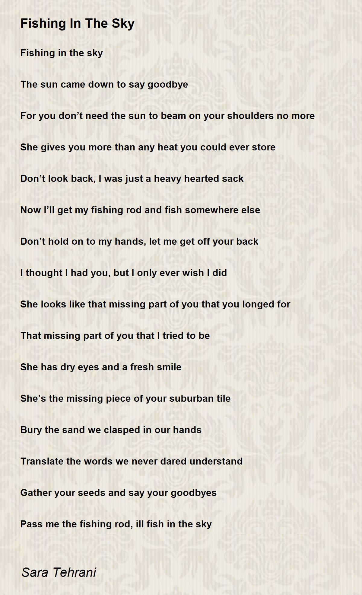 Fishing In The Sky Poem by Sara Tehrani - Poem Hunter