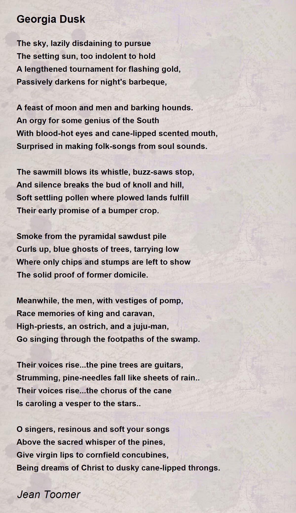 Dusk Dusk Poem by Jean Toomer