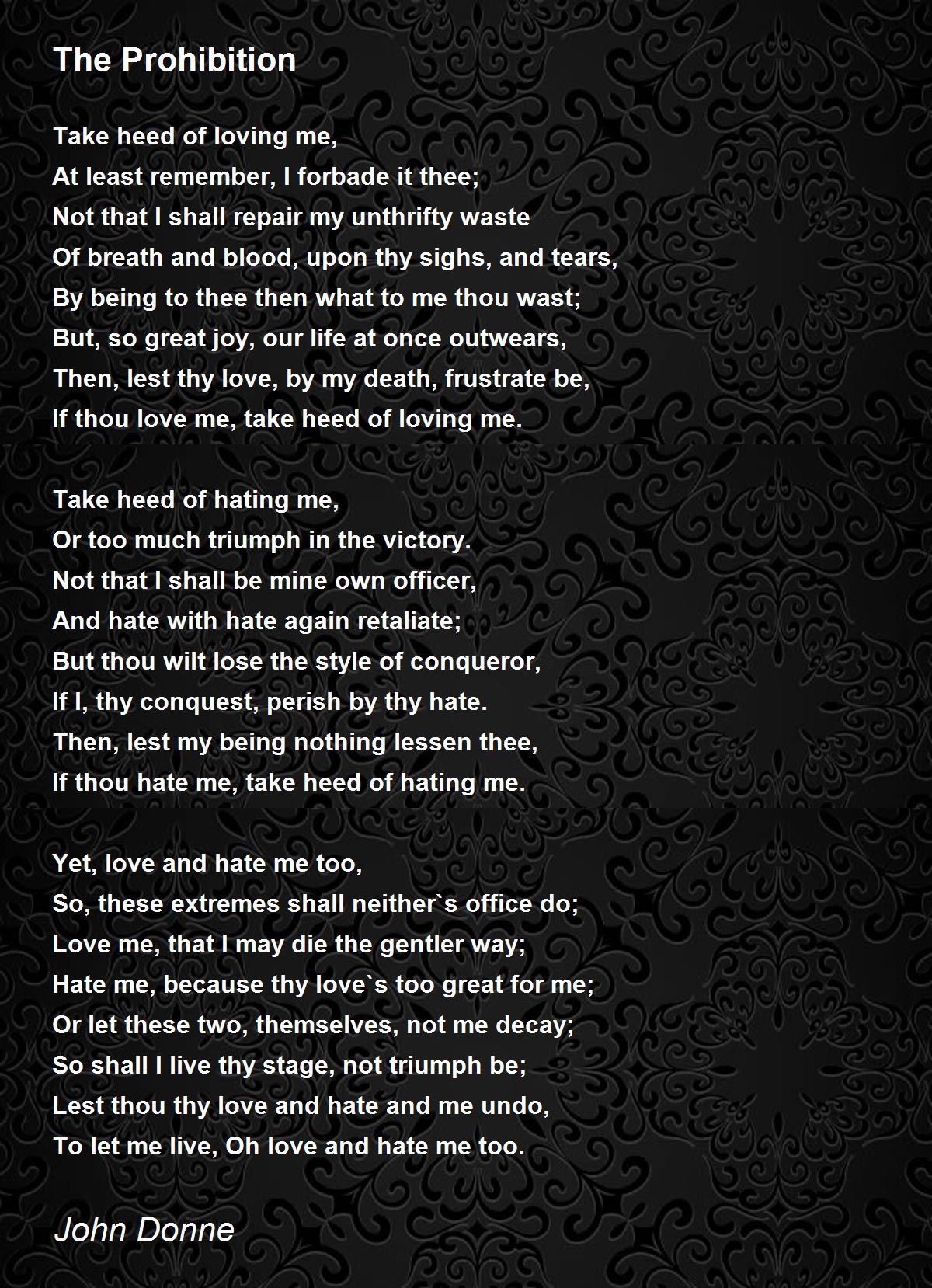 The Prohibition Poem by John Donne - Poem Hunter