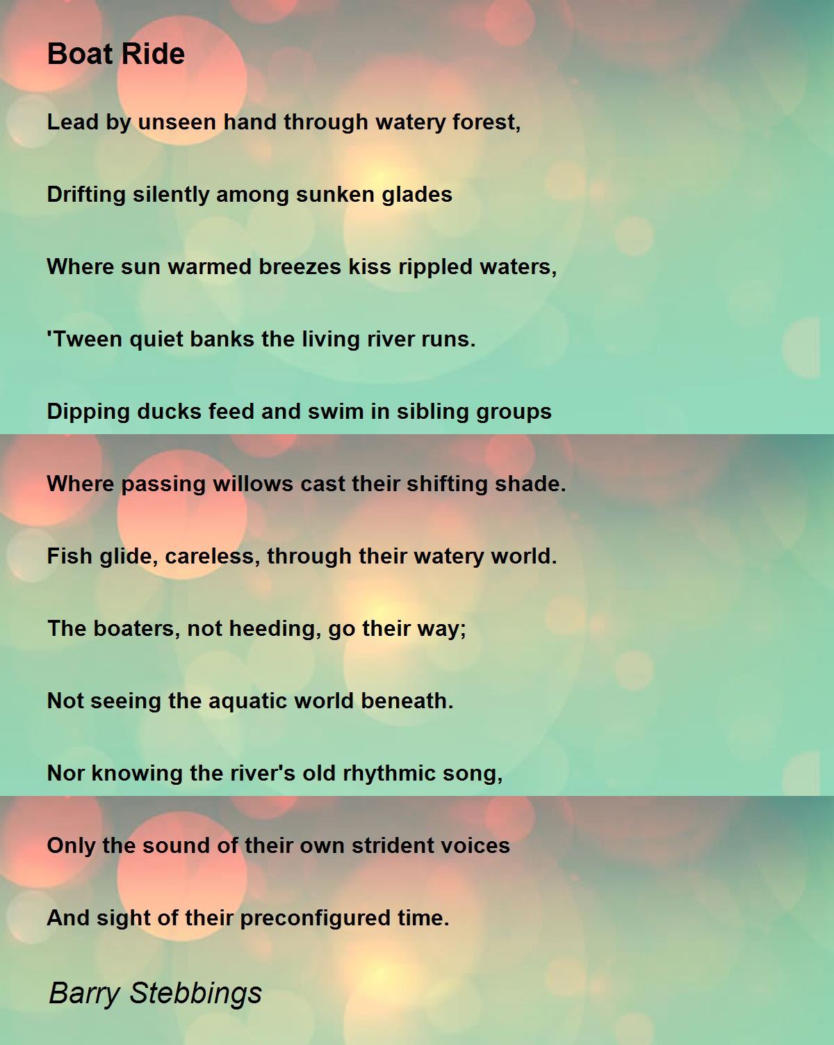 Boat Ride - Boat Ride Poem by Barry Stebbings