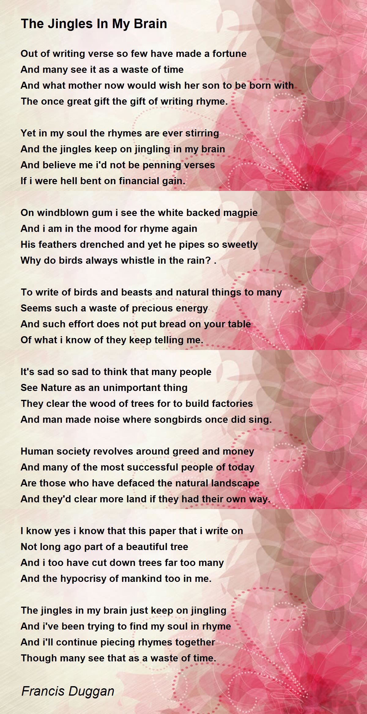 The Jingles In My Brain by Francis Duggan The Jingles In My Brain Poem